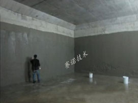用改性MD聚合物防水涂料對水池進行大面積防水施工