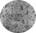 普通混凝土樣本氯化物滲透實驗后,干燥后,可看到大量的鹽結(jié)晶體,表面松動,很容易把混凝土中的石子取出